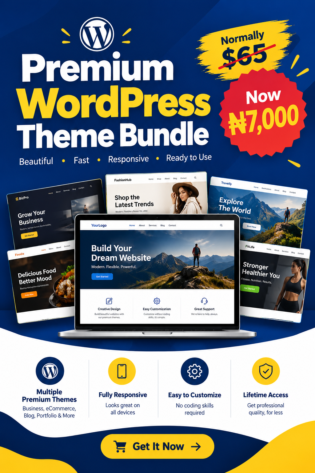 Premium WordPress Theme Bundle, Normally $65, Now ₦7,000